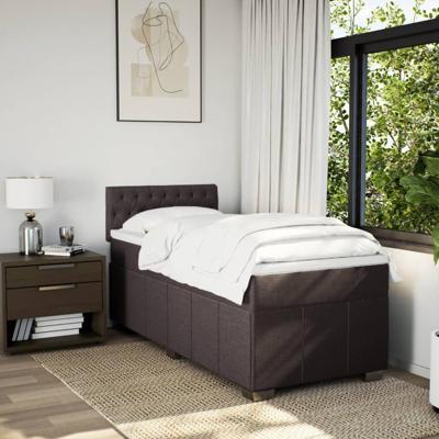 Boxspring met matras stof donkerbruin 140x200 cm - thumbnail