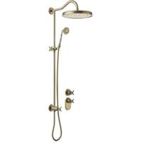 Regendoucheset Tres Clasic Opbouw Incl. Handdouche Inbouw Douchethermostaat Verouderd Messing - thumbnail
