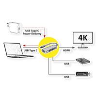 VALUE USB Type C dockingstation, HDMI 4K, 2x USB Type A + Type C PD - thumbnail