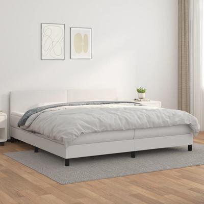 Boxspring met matras kunstleer wit 200x200 cm