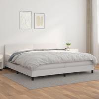 Boxspring met matras kunstleer wit 200x200 cm - thumbnail