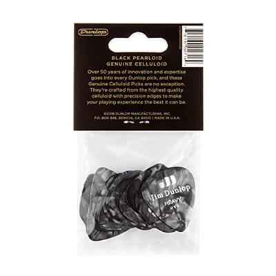 Dunlop 483P02H Celluloid Shell Pick Perloid Heavy plectrumset (12 stuks)