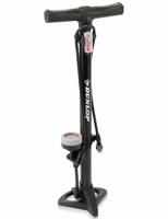 Dunlop Staande Fietspomp Pro Uitvoering Analoge Drukmeter Dubbele Ventielkop Zwart - thumbnail