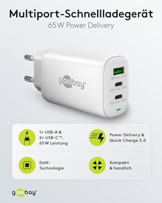 Goobay 65408 oplader voor mobiele apparatuur Hoofdtelefoons, Laptop, Smartphone, Tablet Wit AC Snel opladen Binnen Goobay 65408 oplader voor mobiele apparatuur Hoofdtelefoons, Laptop, Smartphone, Tablet Wit AC Snel opladen Binnen