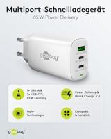 Goobay 65408 oplader voor mobiele apparatuur Hoofdtelefoons, Laptop, Smartphone, Tablet Wit AC Snel opladen Binnen - thumbnail