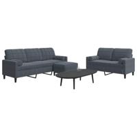 3-delige Loungeset met kussens en bolsters fluweel donkergrijs - thumbnail