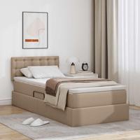 Opbergbed met LED met matras Cappuccino 90 x 200 cm Nep Leer - thumbnail