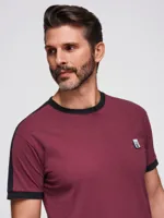 Ombre - T-Shirt Heren - Rood - met bies - thumbnail