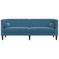 Driezitsbank Chesterfield-stijl met bolsters fluweel blauw - thumbnail