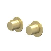 Afbouwdeel IVY Pact Inbouwthermostaat 2-weg Stop-Omstel Met Rond Rozet Geborsteld Mat Goud PVD IVY - thumbnail