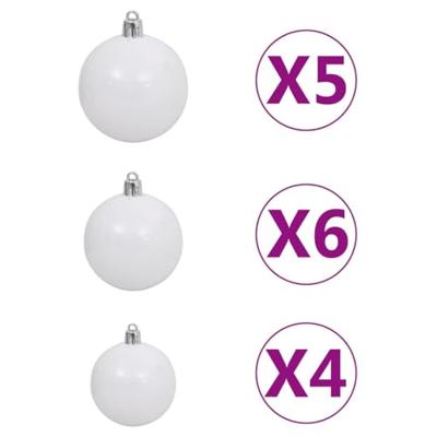 VidaXL Kunstkerstboom met scharnieren 150 led en kerstballen 120 cm