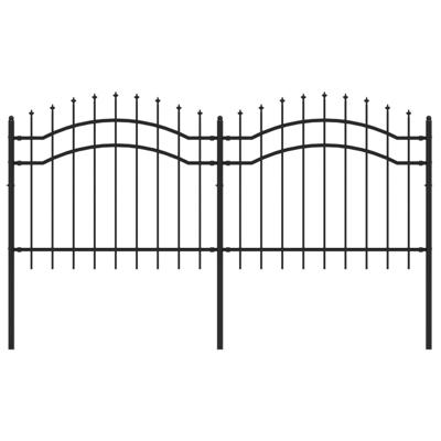 Tuinhek met spijlpunten 140 cm gepoedercoat staal zwart