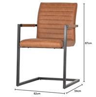 WOOOD Bas Eetkamerstoel - Pu - Cognac - Set van 2 - thumbnail