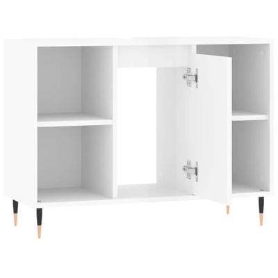 Badkamerkast 80x33x60 cm bewerkt hout hoogglans wit