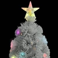 Kunstkerstboom met verlichting 240 cm glasvezel wit - thumbnail