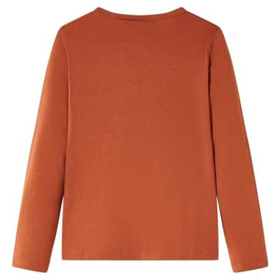 Kindershirt met lange mouwen vogelprint 104 cognackleurig - thumbnail