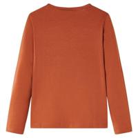 Kindershirt met lange mouwen vogelprint 140 cognackleurig - thumbnail