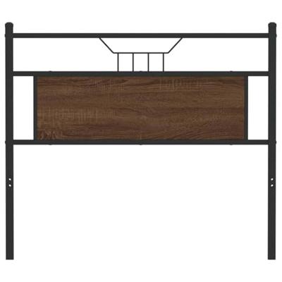 Hoofdbord 107 cm bewerkt hout en staal bruin eikenkleurig Hoofdbord 107 cm bewerkt hout en staal bruin eikenkleurig