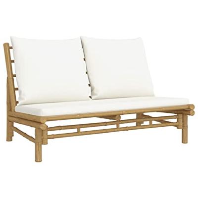 2-delige Loungeset met kussens bamboe crmewit - thumbnail