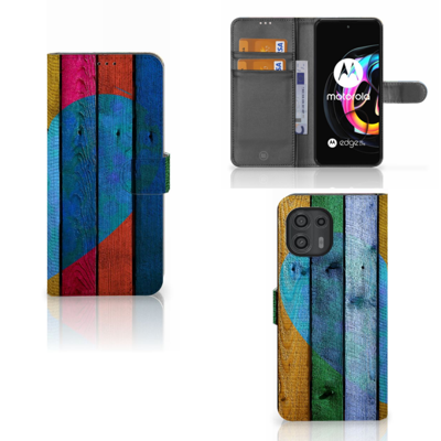Motorola Edge 20 Lite | Book Style Case | Wood Heart - Cadeau voor je Vriend