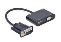 VGA naar HDMI + VGA adapterkabel, 0,15 m, zwart - thumbnail
