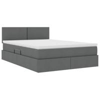 Opbergbed met matras Donkergrijs 140 x 190 cm Bewerkt hout - thumbnail