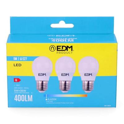 Set van 3 ledlampen EDM 98203 G 35 W 5 W 50 W E27 400 lm Ø 4,5 x 8 cm (6400 K) Set van 3 ledlampen EDM 98203 G 35 W 5 W 50 W E27 400 lm Ø 4,5 x 8 cm (6400 K)