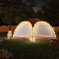 VidaXL Partytent met led en 4 zijwanden 3,6x3,6x2,3 m grijs en oranje - thumbnail