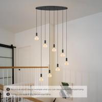 Metaal kroonluchter - Industrie hanglamp - Zwart - Met 8 pcs lampvoeten - Ontworpen voor Eetkamer en Slaapkamer - 100 x 30 x 117.5cm - set met E27 Lamphouder - voor Lampenkap met Doorsnede max 15cm - Gloeilamp Niet Inbegrepen - thumbnail