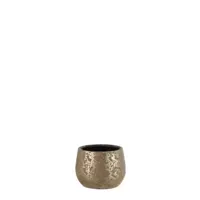 Clemente pot round gold H13 x D16,5 cm stenen binnenpot Mica Decorations - Mica decorations - thumbnail