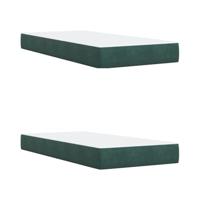 Boxspring met matras fluweel donkergroen 200x200 cm - thumbnail