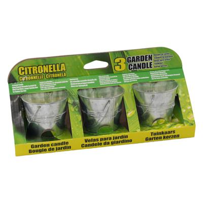 Basic Citronella kaars in metalen emmer 3 stuks 6.5cm
