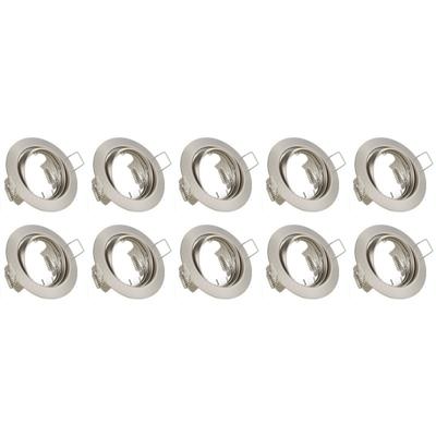 Ronde Inbouwspot Armatuur 10-pack - Kantelbaar GU10 - Nikkel Aluminium Ø83mm