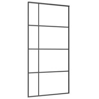 Schuifdeur 102,5x205 cm mat ESG-glas en aluminium zwart - thumbnail