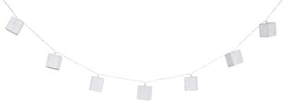 Handgemaakt LED lichtsnoer met witte blokvormige lampen op batterijen Handgemaakt LED lichtsnoer met witte blokvormige lampen op batterijen