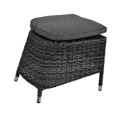 Soho Forte voetenbank wicker hocker antraciet 52x50x42 cm