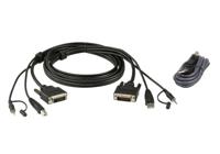 ATEN KVM Aansluitkabel [1x DVI-D-stekker, USB-A 2.0 stekker, Jackplug male 3,5 mm - 1x DVI-D-stekker, USB 2.0 bus A, Jackplug male 3,5 mm] 1.80 m Zwart - thumbnail