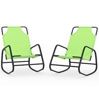 Ligstoelen 2 st schommelend staal en textileen groen - thumbnail