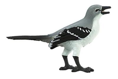 Safari vogel Mockingbird junior 7 cm zwart/grijs Safari vogel Mockingbird junior 7 cm zwart/grijs