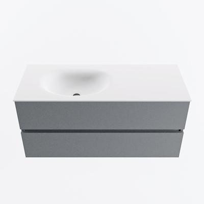MONDIAZ VICA 110cm badmeubel onderkast Plata 2 lades. Wastafel MOON links 1 kraangat, kleur Talc.