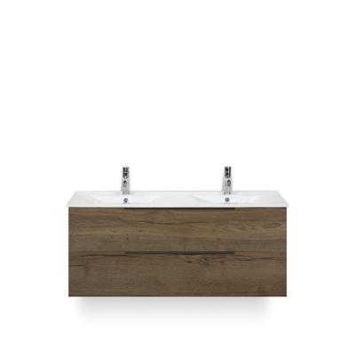 Seville Badmeubelset 120 cm - 2 laden Tabacco Edge greep - Wastafel Enjoy Dubbel