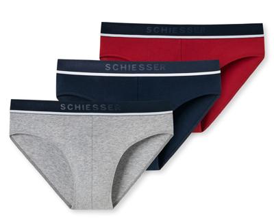 Schiesser Rio slips 95/5 rood-blauw-grijs 3-pack