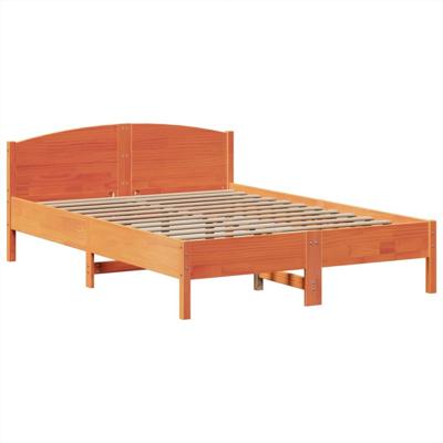 Bed met boekenkast zonder matras grenenhout wasbruin 140x200 cm