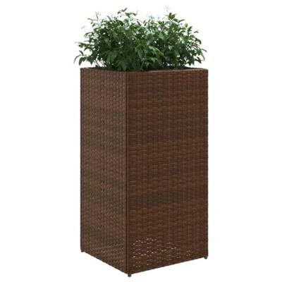 VidaXL Plantenbakken 2 st 40x40x80 cm poly rattan bruin
