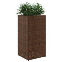 Plantenbakken 2 st 40x40x80 cm poly rattan bruin - thumbnail