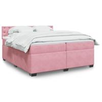 Boxspring met matras fluweel roze 200x200 cm - thumbnail