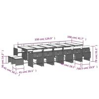 17-delige Tuinset met kussens poly rattan bruin - thumbnail