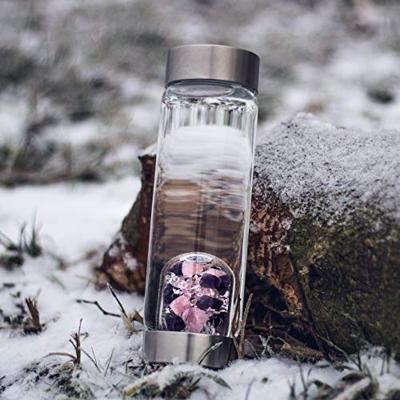 VitaJuwel ViA Edelsteen Waterfles Bergkristal, Rozenkwarts en Amethist - Wellness - 500 ml