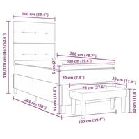 Boxspring Bed met Matras & Bank Donkergrijs 100x200 cm Fluweel - thumbnail
