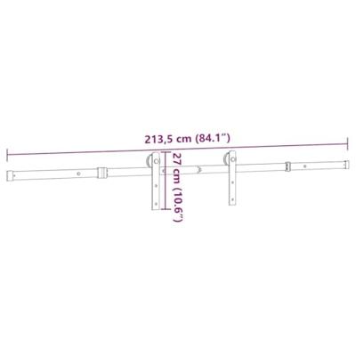Doos met onderdelen voor schuifdeur 213,5 cm staal zwart